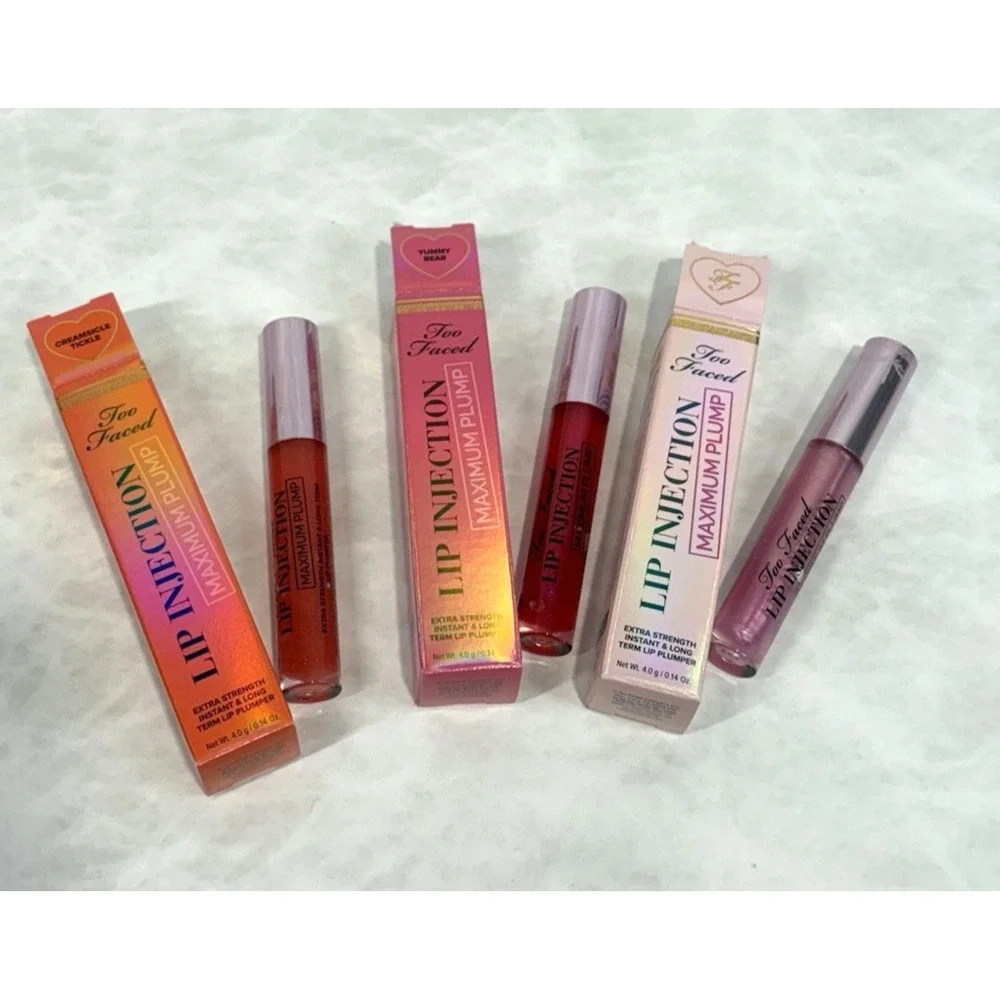 Too Faced Lip Injection Maximum Plump Lot‎ of 3 Full Size Creamsicle Yummy Bear